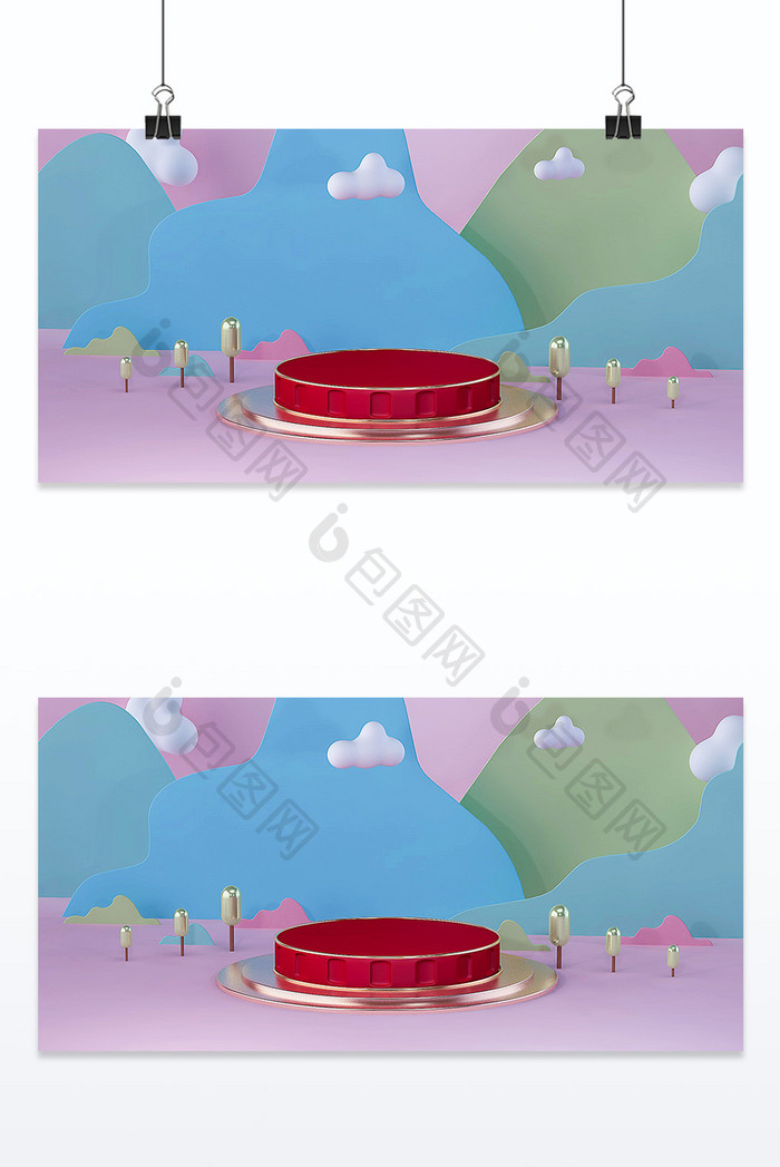 马卡龙色61儿童节活动促销海报C4D场景