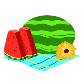 夏季西瓜和小黄花图片