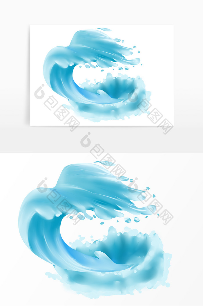 蓝色海浪浪花液体