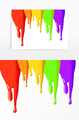流下来的彩色油漆液体