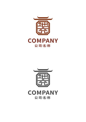 地产古风建筑中式窗户LOGO设计