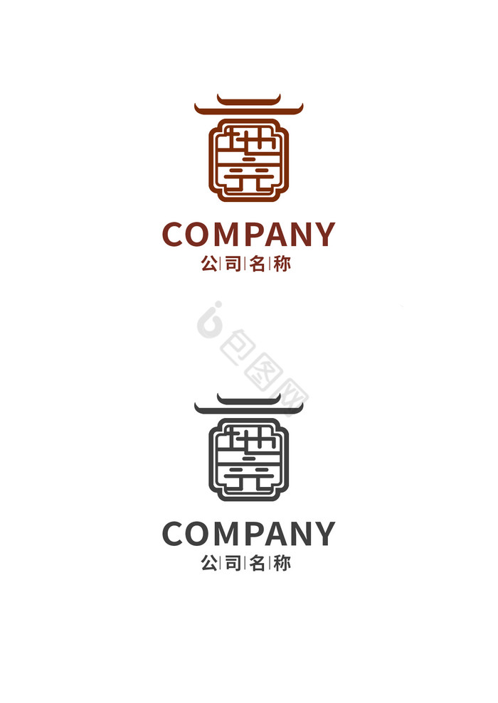 地产古风建筑中式窗户logo