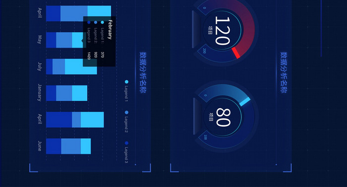 深色企业公司可视化数据统计分析大屏界面