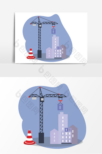扁平化安全施工塔吊元素图片