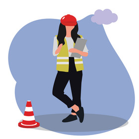 安全施工女测量员图片