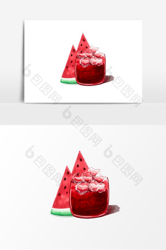 夏日西瓜饮品元素图片