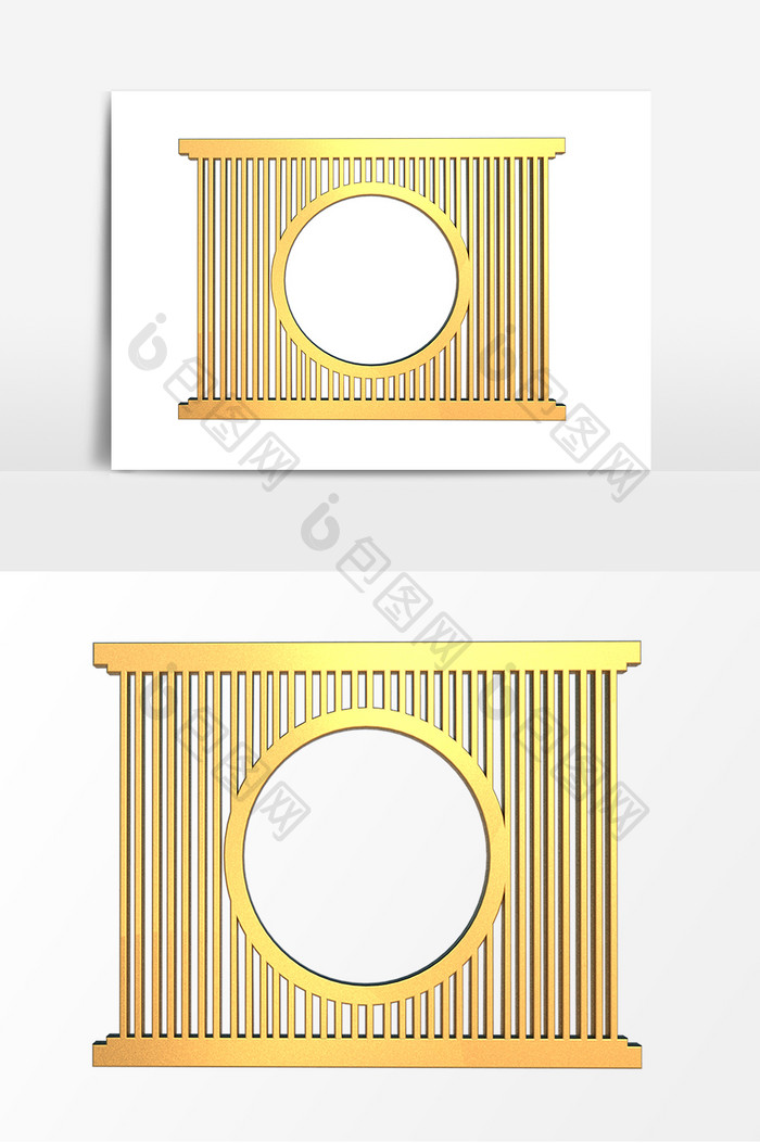 立体金色古风屏风装饰元素