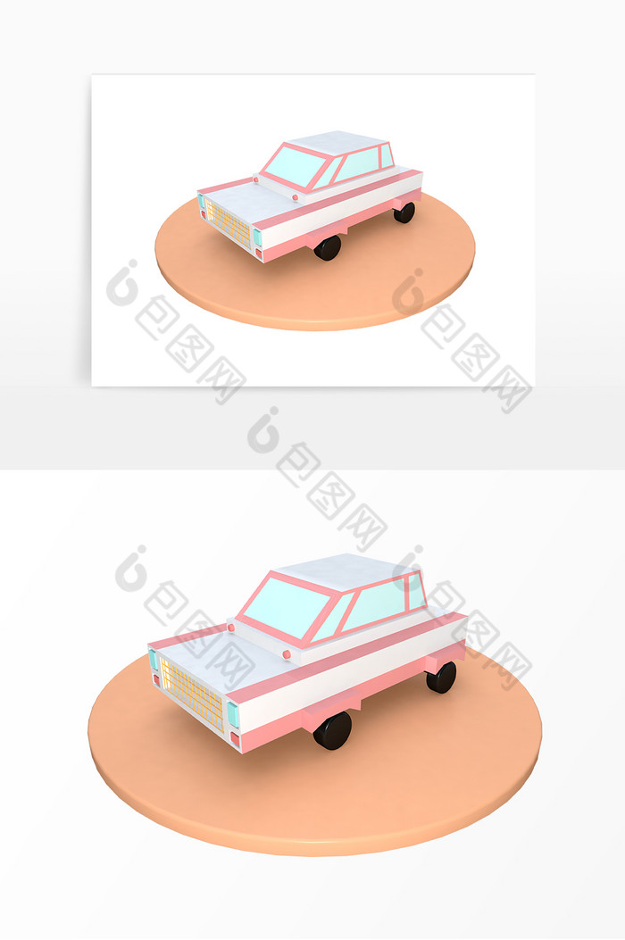 汽配行业卡通汽车模型C4D图片图片