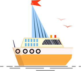 海上帆船轮船元素