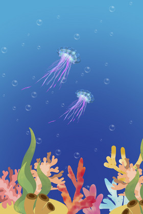 世界海洋日海生物插画图片