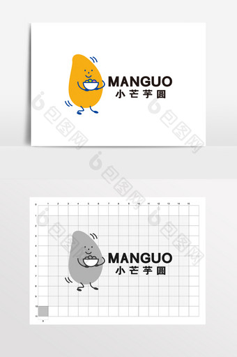 芒果芋圆水果捞卡通餐饮LOGO标志VI图片