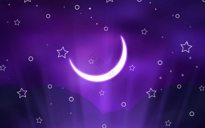 梦幻紫色插画星空背景墙图片