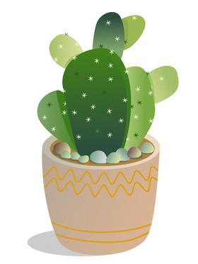 风仙人掌盆栽插画