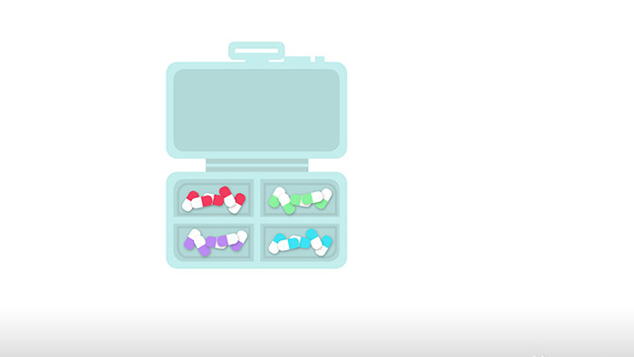 简约扁平画风学生用品类便携小药盒mg动画