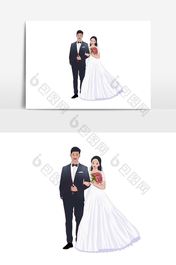 婚礼头像婚礼插画婚礼喜庆图片