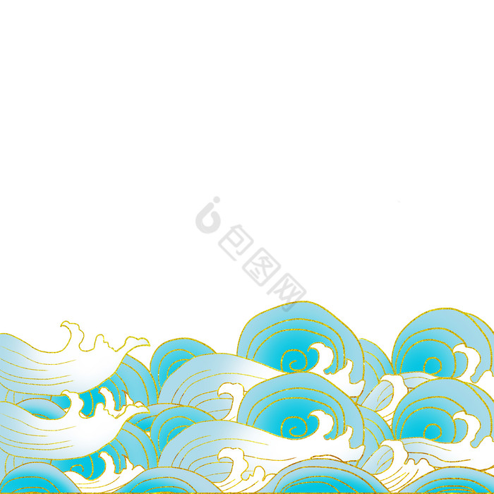 波涛汹涌线描海浪图片