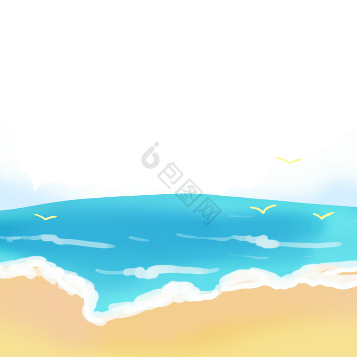 夏季大暑沙滩海浪图片