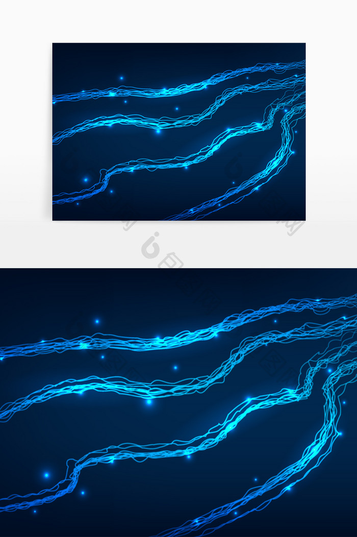 蓝色科技闪电线矢量图
