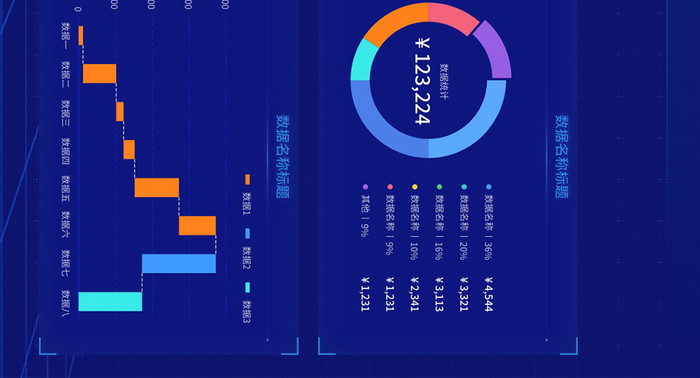 蓝色科技大屏大数据可视化UI网页界面