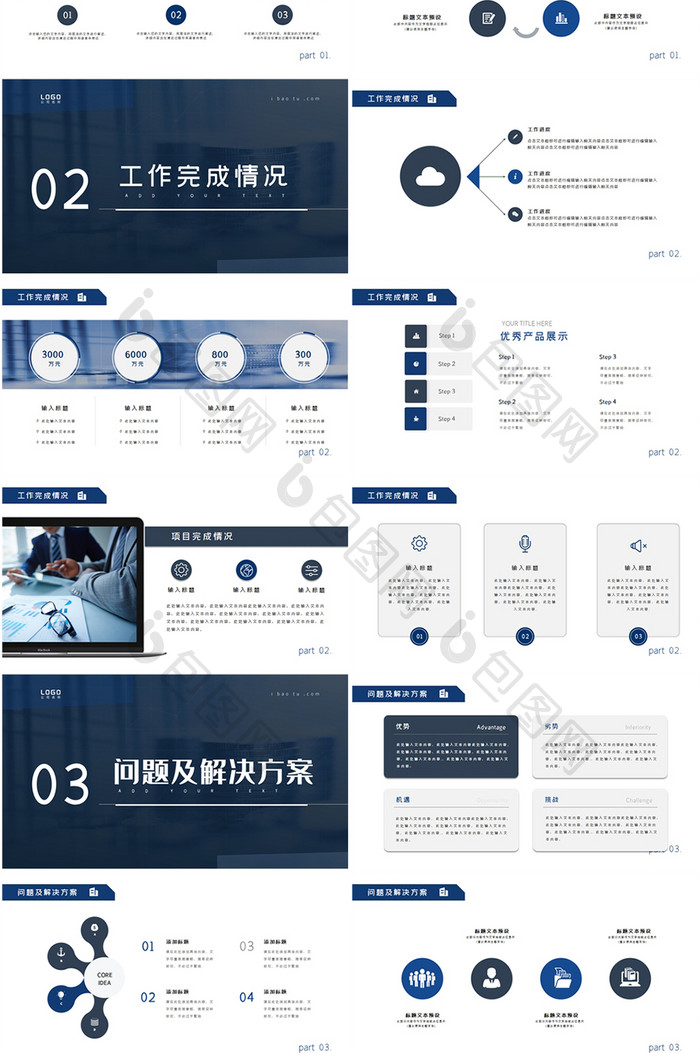 高端蓝色大气商务汇报PPT模板