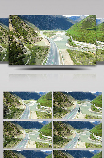 4K航拍宏伟中国西部建设林拉高速公路图片
