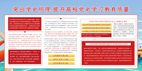 国潮古风学史明理提升党史学习教育质量展板