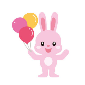 可爱卡通兔子六一儿童节气球动图GIF
