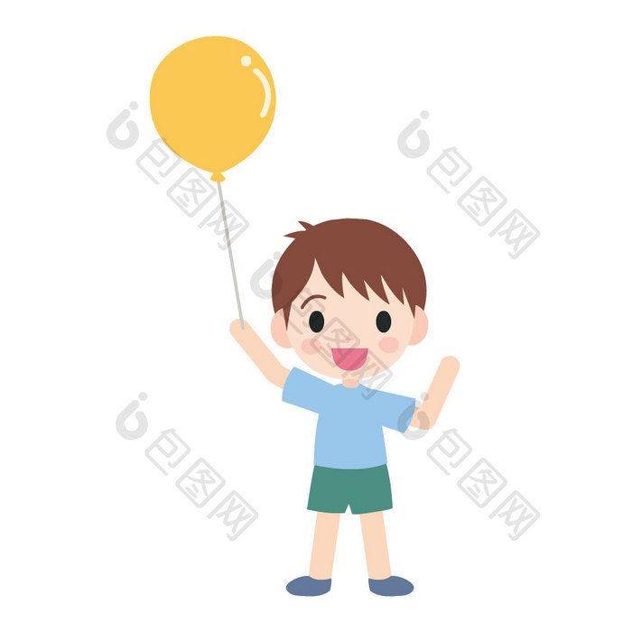 六一儿童节男孩拿着气球动图GIF