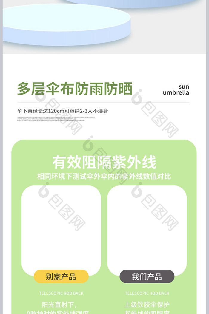 清新时尚简约晴雨伞详情页设计模板图片素材