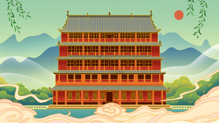 广州镇海楼旅游插画