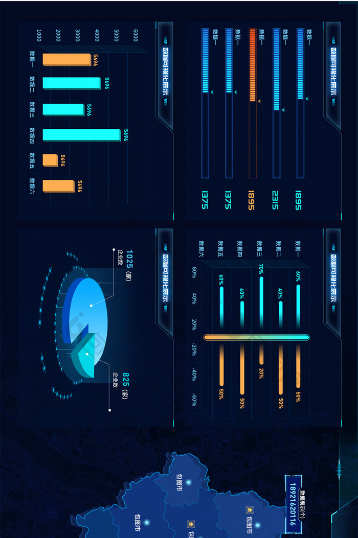 深色科技风炫酷数据可视化超级大屏PC端