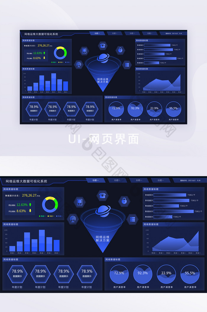 网络运维数据可视化大屏设计大数据图片图片