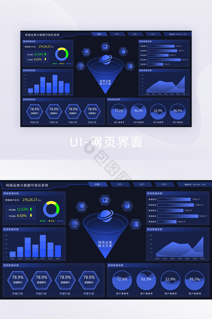 网络运维数据可视化大屏设计大数据图片