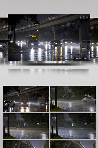 城市下雨天马路街道车流图片
