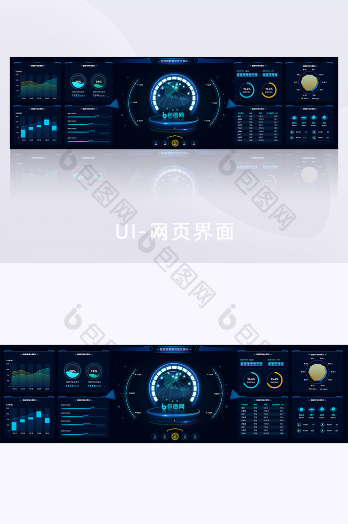 数据可视化深色酷炫科技感超级大屏数据展示图片图片