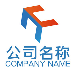 科技蓝橙色创意倾斜字母Hlogo标志