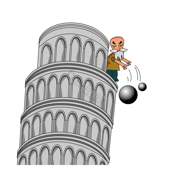 比萨斜塔试验自由落体物理课本图片