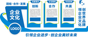 蓝色公司文化发展历程宣传文化墙