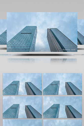4k城市金融商务大楼云层流动延时图片