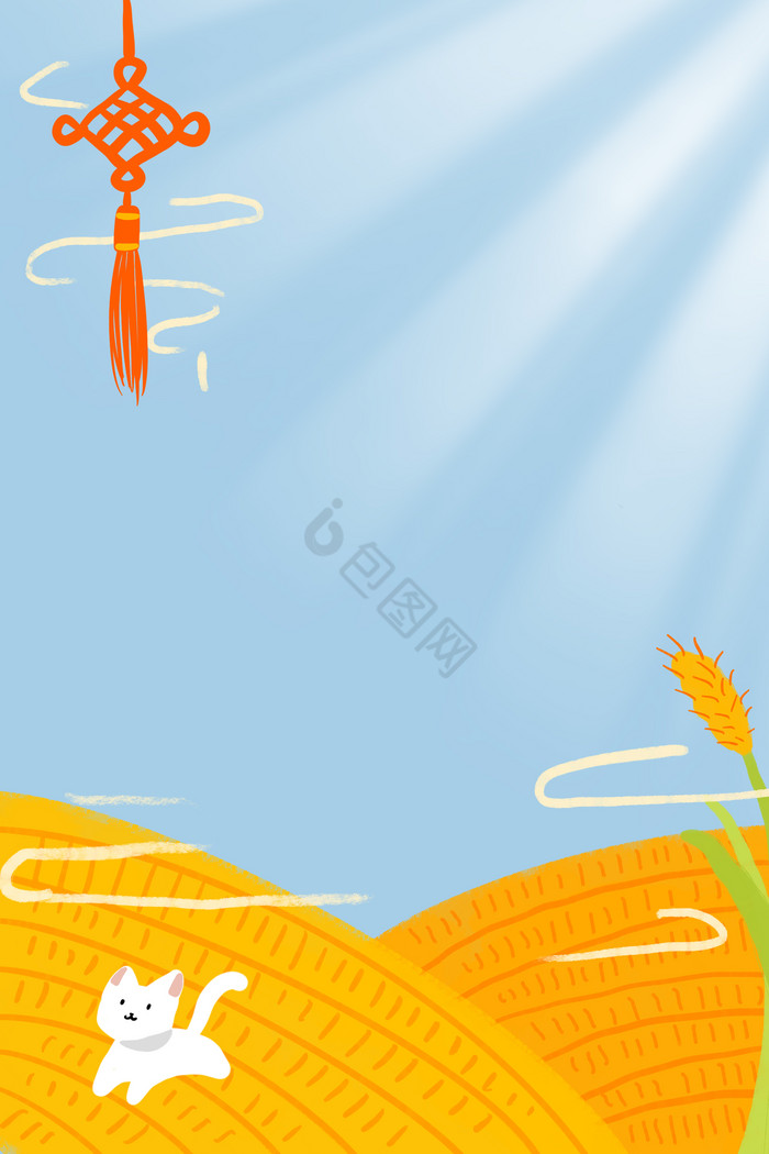 24节气芒种中国结麦子插画图片