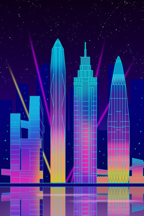 深圳夜景插画图片