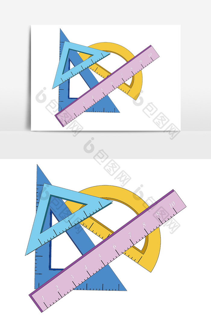 手绘尺子教育元素