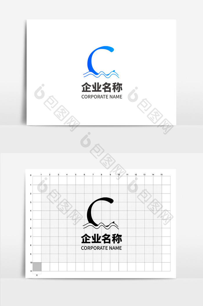 字母C形状纯字母单字母蓝色logo
