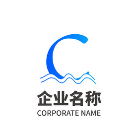 字母C形状纯字母单字母蓝色logo