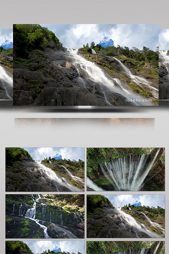 自然简约大气夏季瀑布壮观实拍素材图片