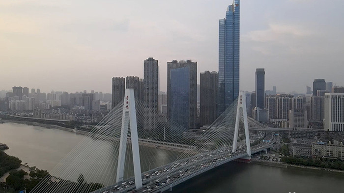 城市建筑武汉月湖桥航拍视频