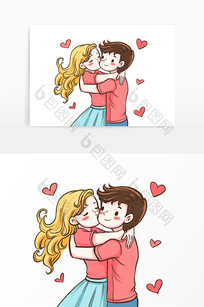 拥抱接吻的可爱情侣图片