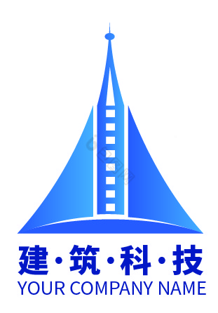 科技蓝建筑灯塔铁塔logo标志图片