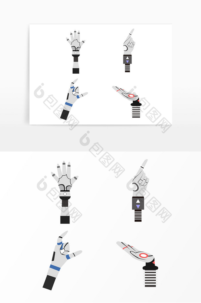 智能机器人机械手势矢量图