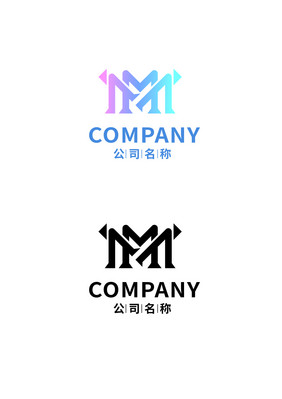 字母M唯美渐变字母LOGO